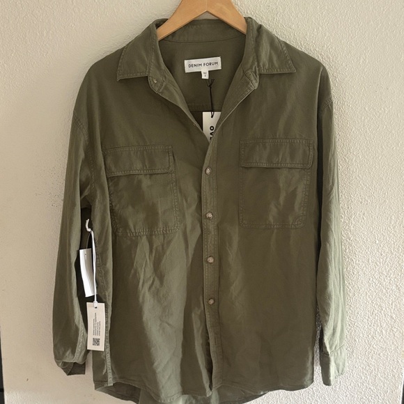 Denim Forum Sade Shirt in Olive Leaf